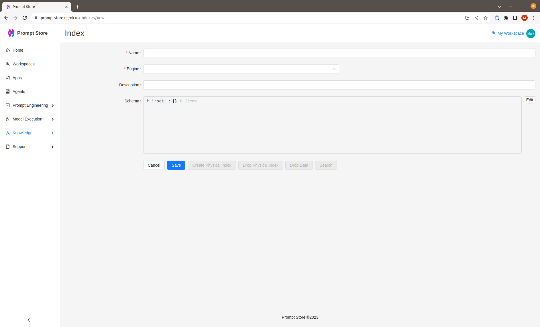 New Index Form