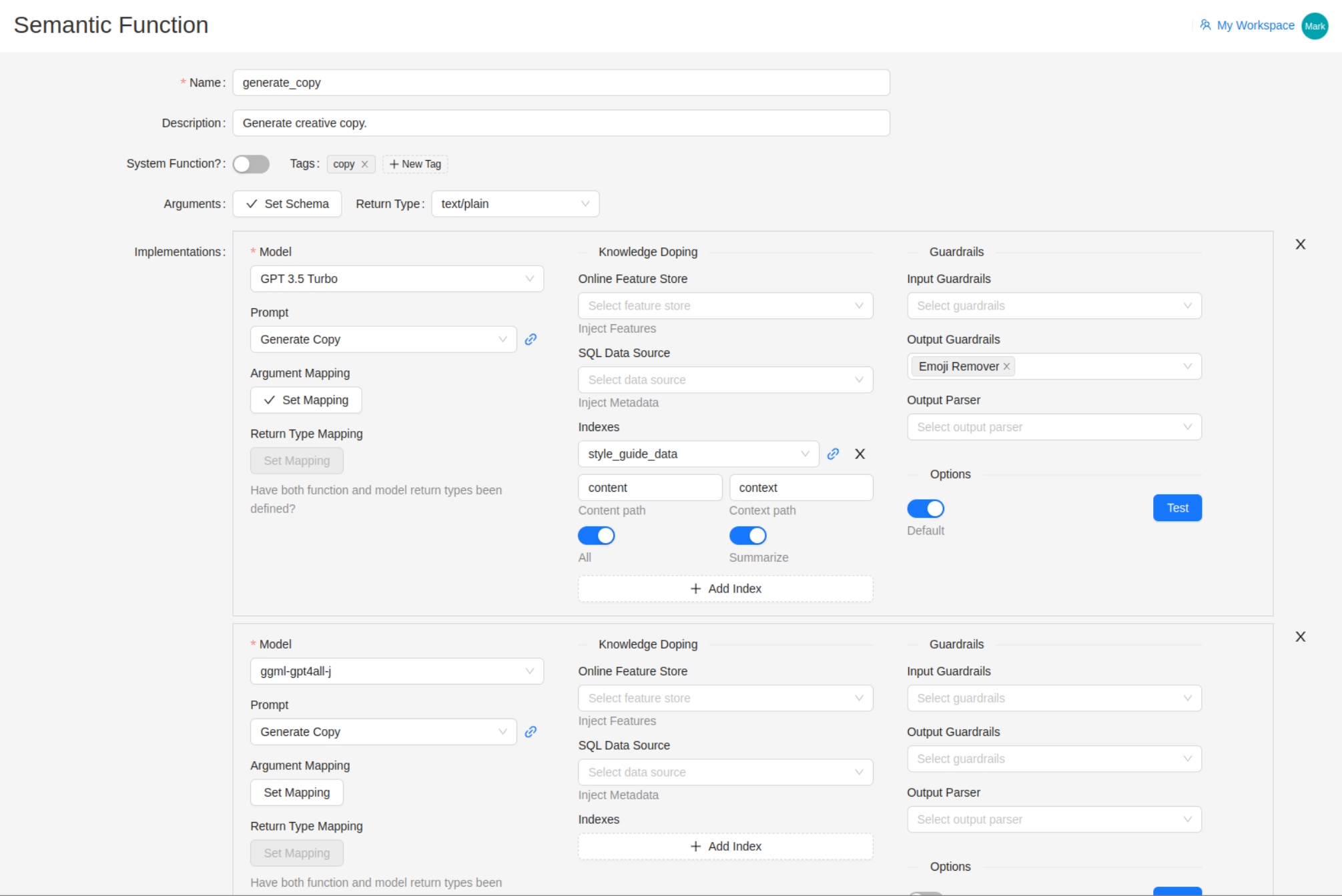 Semantic Function Form