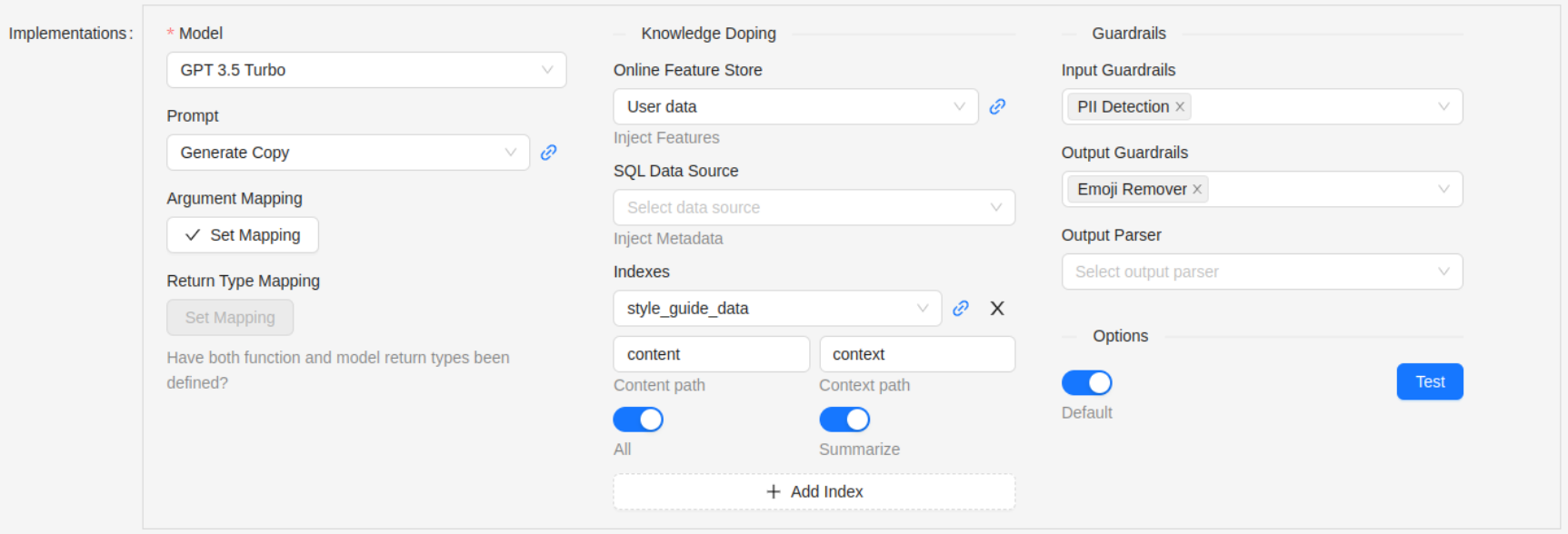 Implementation Parameters
