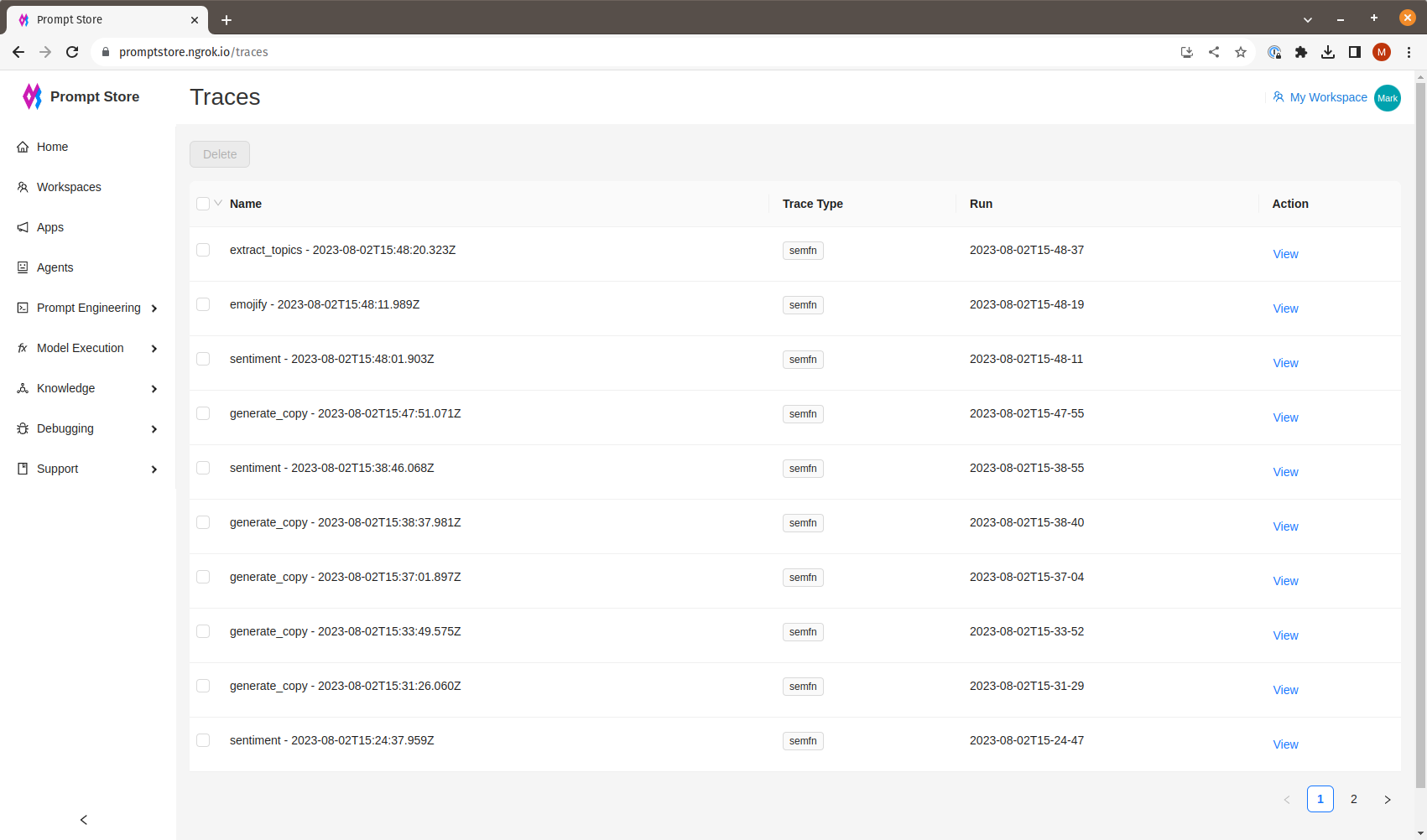 Traces List